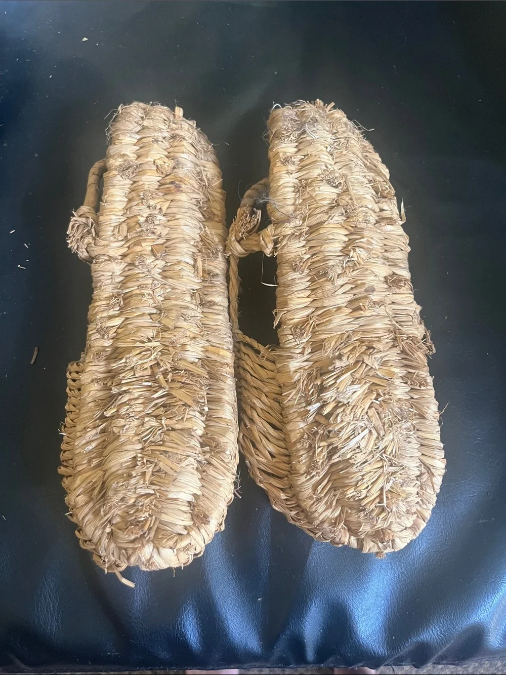 Vintage Handwoven Natural Straw Slingback Flats for Women
